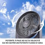 Ardes AR5A50 Space 50 - Agitatore da Pavimento, Pala da 50 cm, 3 velocità, 5 pale, Inclinazione verticale, 80W, Nero - immagine 7