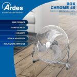 Ardes AR5C45B Ventilatore Box da Pavimento, 3 velocità, Inclinazione Verticale, Cromato, Pala 45 cm - immagine 3