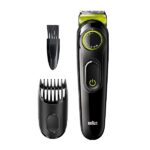 Braun BT3221 Regolabarba Uomo e Tagliacapelli con Lame Affilate di Lunga Durata, 20 Impostazioni di Lunghezza, Confezione con 85% di Plastica in Meno, Nero/Verde