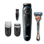 Braun BT3240 Regolabarba Uomo, Rifinitore e Tagliacapelli con Lame Affilate di Lunga Durata e 39 Impostazioni di Lunghezza, Confezione Con 85% di Plastica in Meno, Nero/Blu