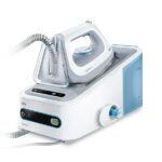 Braun CareStyle 5 IS5022WH Ferro da Stiro a Caldaia con 4 Anni di Assistenza, spegnimento automatico, Display facile e intuitivo, Serbatoio 1,4L, Colpo vapore 340g/min, Bianco/Blu