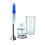 Braun Multiquick 3 Minipimer MQ3020 Pesto, Frullatore ad Immersione, Dotato di Minitritatutto da 350ml e Bicchiere Graduato 600 ml, 2 Velocità, Tecnologia Splash Control, Potenza 700 W, Bianco/Blu