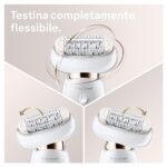 Braun Silk-épil 9 Flex Depilatore Donna, Epilatore Elettrico Donna con Testina Flessibile e Spazzola Pulizia Viso, Tecnologia MicroGrip, Cappuccio Massaggiante, Idea Regalo, SE 9030, Bianco e Oro - immagine 4