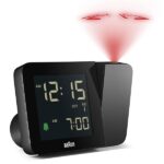 Braun Sveglia digitale proiezione, radiocontrollo per fuso orario dell'Europa centrale (DCF), con 4 opzioni di retroilluminazione, display LCD negativo, allarme acustico, nero, modello BC15B-DCF