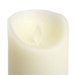 Candela cilindrica Cera Ruvida Avorio, Ø 7,5 cm, h 10 cm, LED Bianco Caldo, Fiamma in Movimento, Timer, Telecomando Opzionale, Batteria, Interno - immagine 6