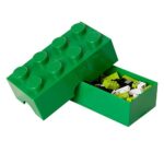 Contenitore Portavivande Lego a 8 Bottoncini, Piccolo Contenitore o Portamatite, Verde - immagine 3