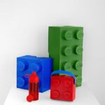 Contenitore Portavivande Lego a 8 Bottoncini, Piccolo Contenitore o Portamatite, Verde - immagine 7