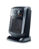 De'Longhi HBE3551.TCB Termoventilatore Verticale, Tecnologia ceramica, Silenzioso e Leggero, 3 livelli di potenza, anti-ribaltamento, ventilazione estiva, TIMER 24H, luce, filtro antipolvere, nero