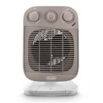 De'Longhi HFS50F24 Termoventilatore, Silenzioso, 3 livelli di potenza, TIMER 24H, ventilazione estiva, protezione antigoccia, maniglia, luce pilota, per ambienti fino a 70m³, bianco/grigio