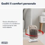 De'Longhi HFS50F24 Termoventilatore, Silenzioso, 3 livelli di potenza, TIMER 24H, ventilazione estiva, protezione antigoccia, maniglia, luce pilota, per ambienti fino a 70m³, bianco/grigio - immagine 4