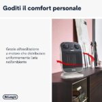 De'Longhi HFX60E20 Termoventilatore Verticale, Tecnologia Ceramica, 2 Livelli di Potenza, Base Oscillante, Ventilazione Estiva, Maniglia e Piedino di Supporto, Luce, Protezione Antigelo, Leggero, Nero - immagine 4