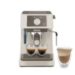 De'Longhi - Stilosa EC235.CR, Macchina da caffè manuale, sistema cappuccino, caffè in polvere o Capsule ESE, serbatoio da 1 litro, 1100 W, caldaia in acciaio inossidabile, 1100 W, colore crema