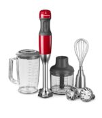 KitchenAid 5KHB2571 Frullatore a Immersione, 180 W, 1 Liter, 42 Decibel, Acciaio, 5 velocità, Rosso