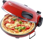 Melchioni Family | Bellanapoli, Forno pizza, Resistenza sopra e sotto, Doppio termostato, Piatto in pietra refrattaria 31cm di diametro reversibile e removibile, Maniglie, Timer, 1200W, 2 Palette