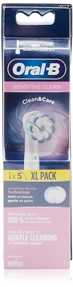 Oral-B Clean&Care Sensitive Clean Testine Spazzolino Elettrico, Setole Normali e Sottile, Rimozione Placca, Delicato sulle Gengive, Confezione da 5 Pezzi