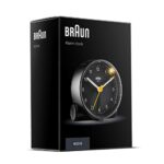 Orologio Sveglia Analogico Classico Braun con Funzione Snooze e Luce, Movimento al Quarzo silenzioso, Suono Sveglia Beep con crescendo, colore nero, modello BC01B. - immagine 4