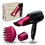Panasonic EH-NA65-K825 Asciugacapelli 2000 W Stile Professionale con Tecnologia Idratante Nanoe, No Doppie Punte, No Crespo, Asciugatura Rapida e Delicata, Nero e Fucsia