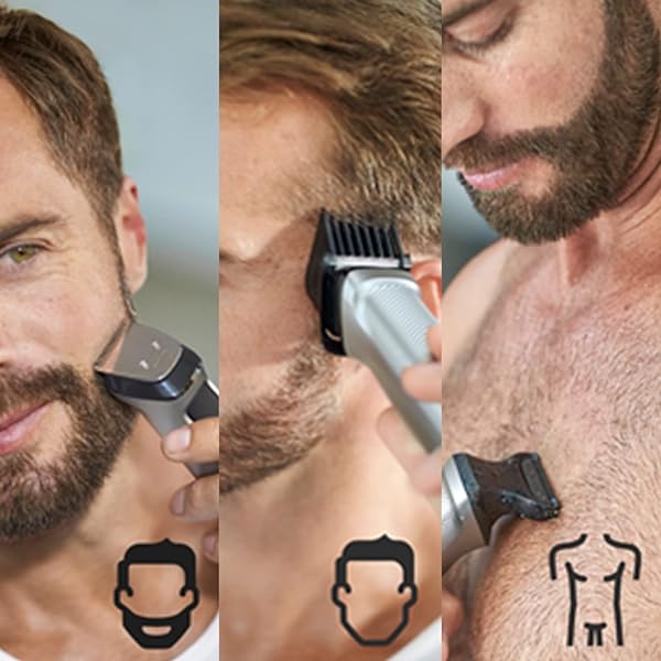 Philips Grooming Kit serie7000 MG7720/18 Tagliacapelli, Regolabarba uomo, Rifinitore Corpo/Naso/Orecchie, Premium, 14in1 - immagine 6