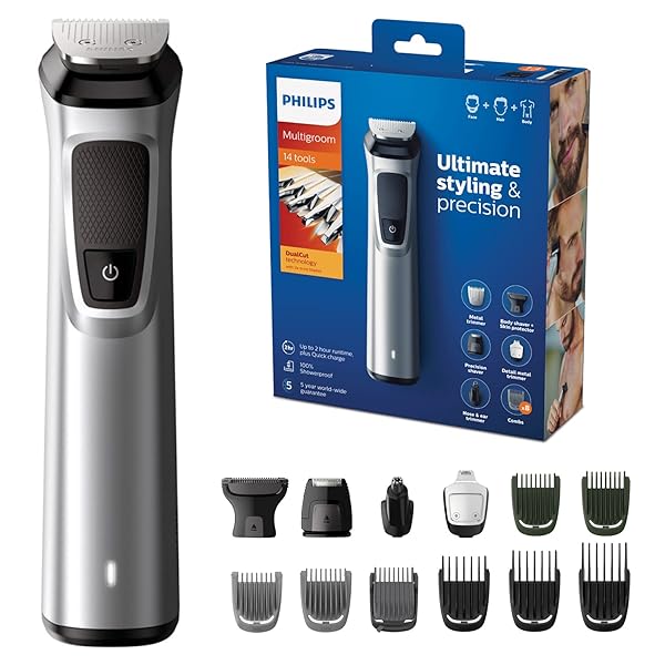 Philips Grooming Kit serie7000 MG7720/18 Tagliacapelli, Regolabarba uomo, Rifinitore Corpo/Naso/Orecchie, Premium, 14in1 - immagine 1