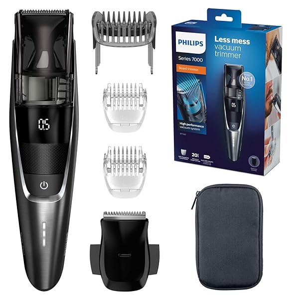 Philips-Regolabarba-Uomo-BT752015-S7000-Sistema-Aspirante-Con-e-Senza-Filo-Autonomia-Fino-a-100-Min-20-Lunghezze-2-B07FKRSS6X Philips Regolabarba Uomo BT7520/15 S7000 Sistema Aspirante, Con e Senza Filo, Autonomia Fino a 100 Min, 20 Lunghezze, 2 Pettini di Precisione, Rifinitore di Precisione, Base di Ricarica e Custodia - immagine 1