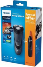 Philips Shaver Series 3000 S3110/41 - Rasoio da uomo, con rotazione e rotazione nera