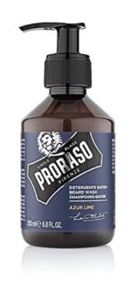 Proraso Detergente Barba Azur Lime, 200ml, Shampoo barba detergente per uomo con azione purificante per la cura della barba, Made in Italy