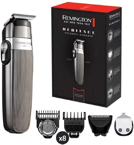 Remington-Regolabarba-Rasoio-Corpo-Ricaricabile-Lame-a-T-per-taglio-preciso-Accessori-8-pettini-fissi-Testina-lama-B08DJ1BB2Y Remington Regolabarba, Rasoio Corpo, Ricaricabile, Lame a T per taglio preciso, Accessori: 8 pettini fissi, Testina lama Larga, Rifinitore, Pettini Regolabili 1-5 mm, Heritage, PG9100 - immagine 1