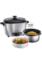 Russell Hobbs Cuociriso, Ciotola Antiaderente, 14 tazze, 1000 W, 5 L, Vassoio Pesce e Verdure, Acciaio Inox, Spatola e misurino inclusi, MAXICOOK 23570-56 - immagine 3
