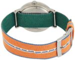 Timex Orologio al quarzo FAIRFIELD VILLAGE quadrante in ottone 37 MM case colore argento - quadrante bianco cinturino in tessuto Reversibile Arancione-Beige/Verde 18 MM con luce notturna INDIGLO res - immagine 4