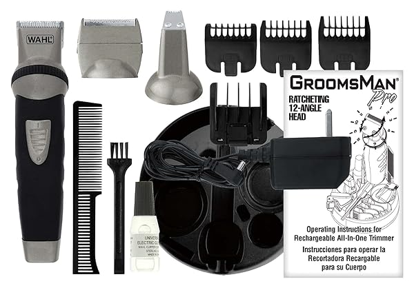 Wahl Groomsman Body Trimmer, regolabarba e tagliacapelli per uomo, rasoio per tutto il corpo, set per la pulizia maschile, testine lavabili, cordless - immagine 1